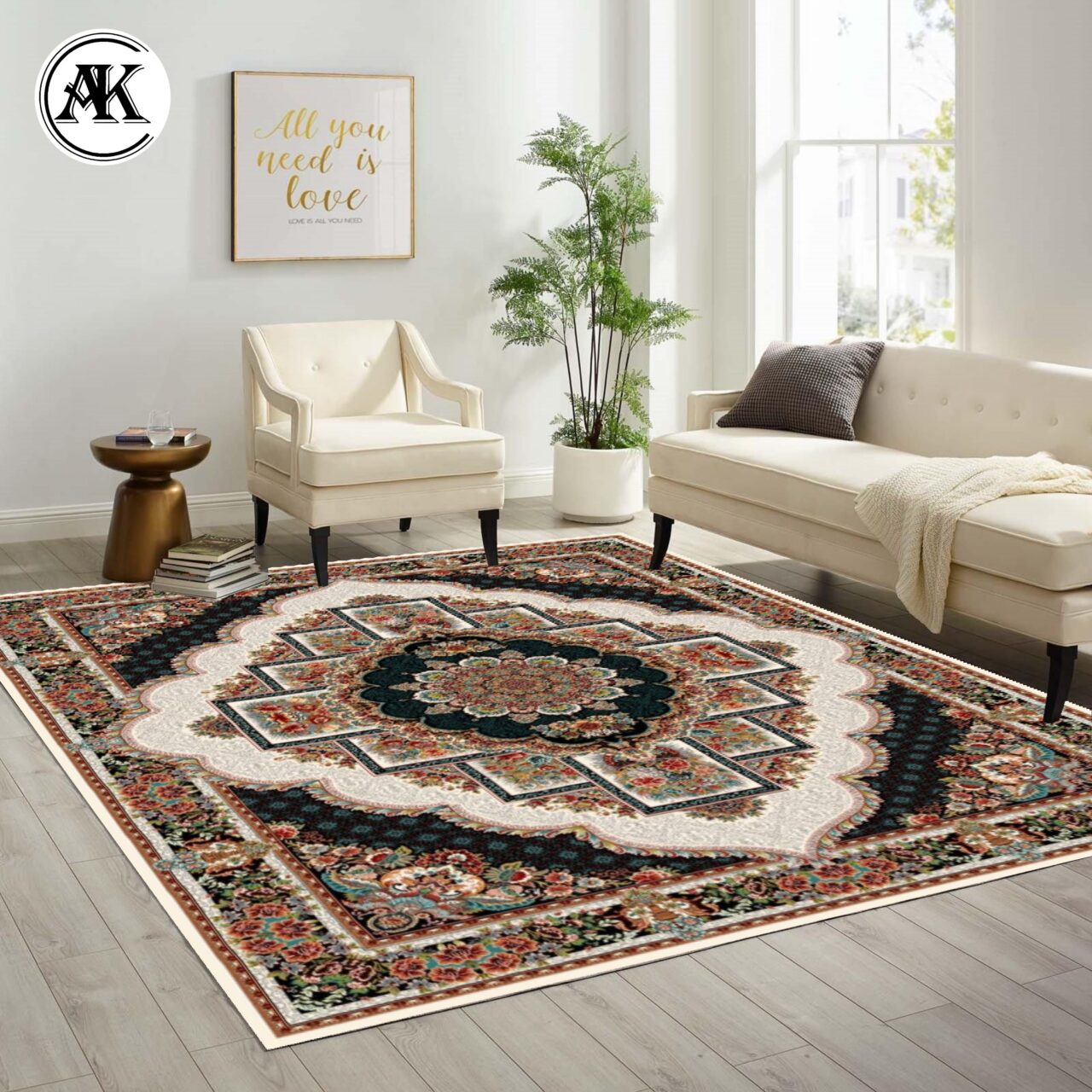 دکوراسیون فرش طرح 700 شانه ناردون کرم