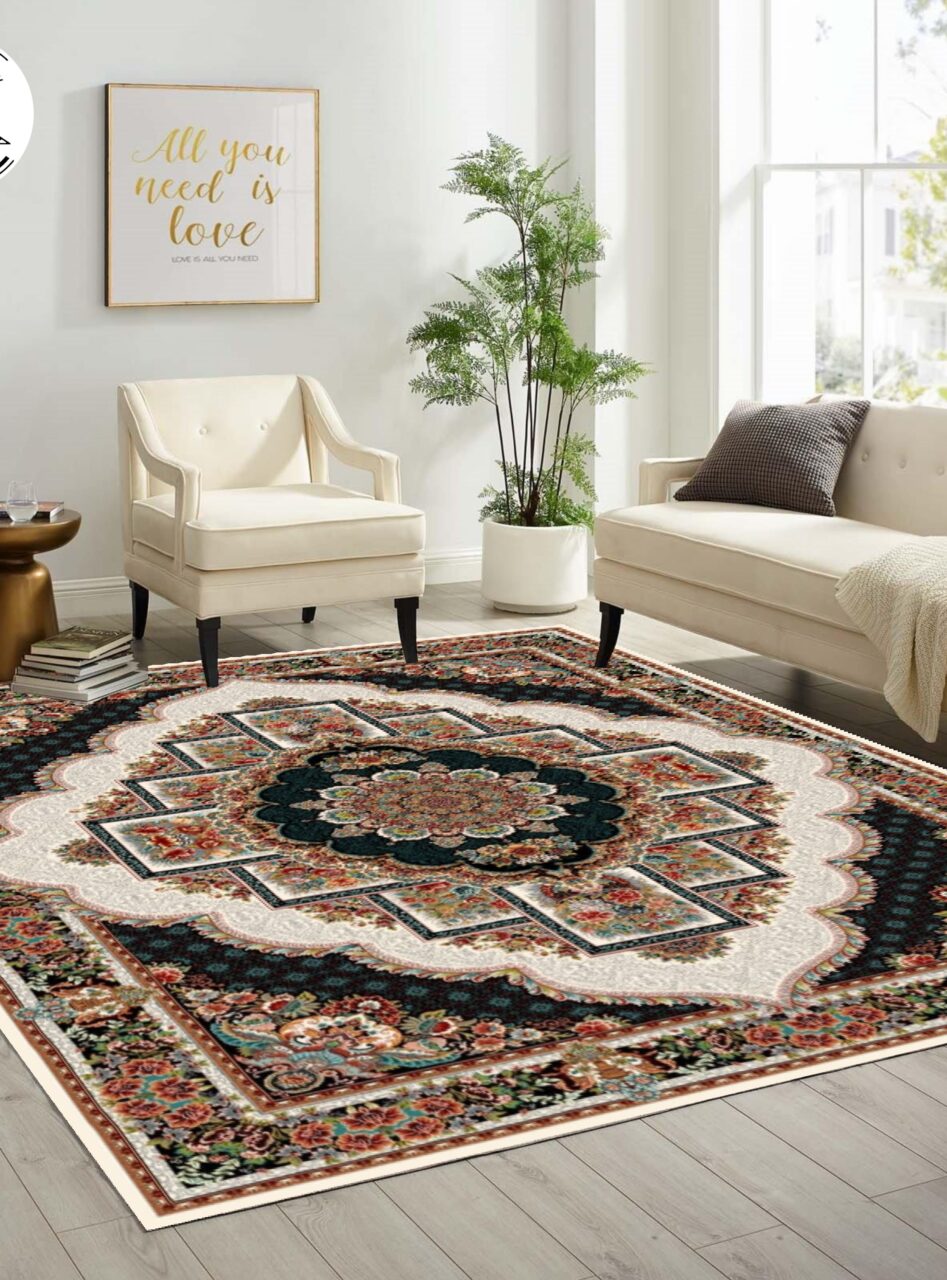 دکوراسیون فرش طرح 700 شانه ناردون کرم