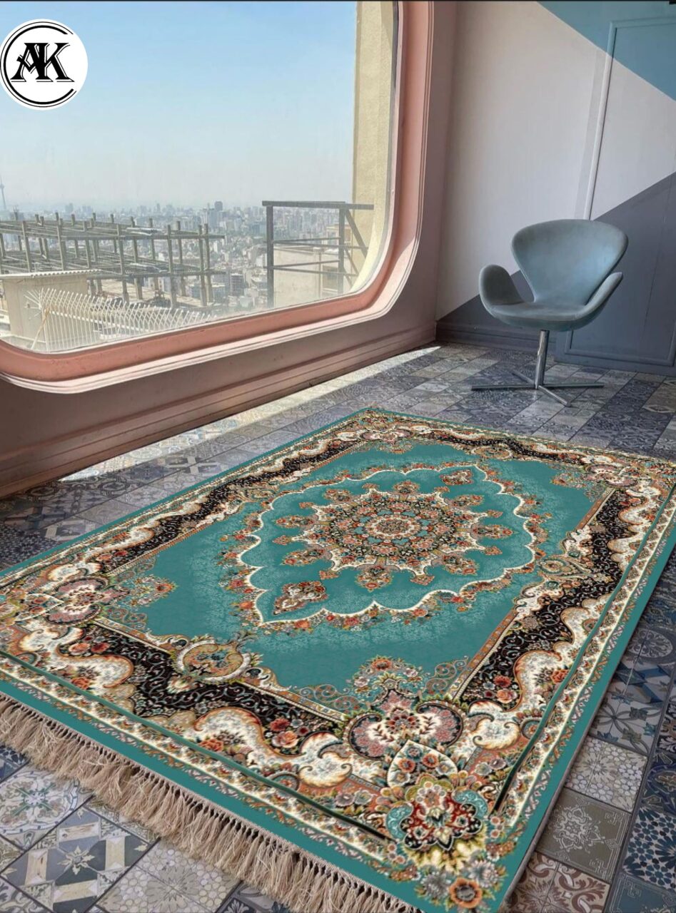دکوراسیون فرش طرح 700 شانه نیلی آبی