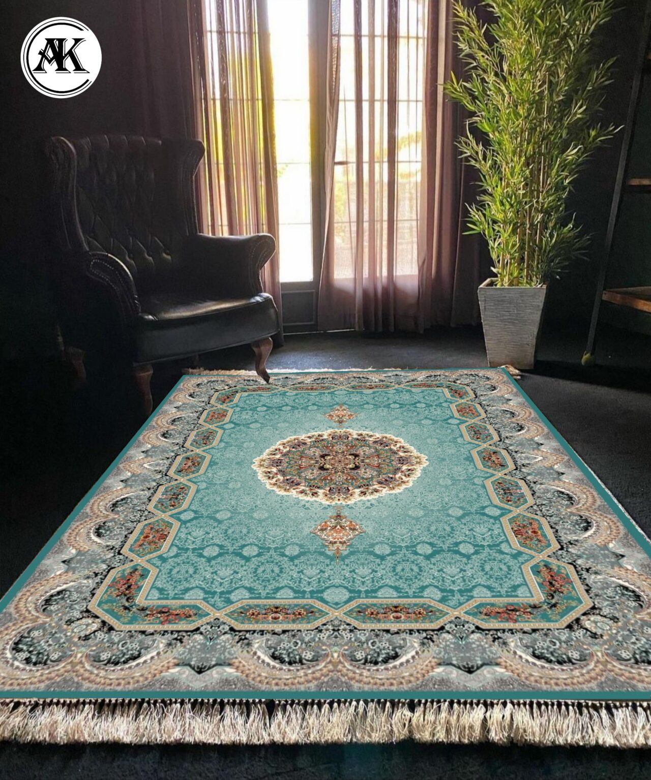 دکوراسیون فرش طرح 700 شانه هالیدی آبی