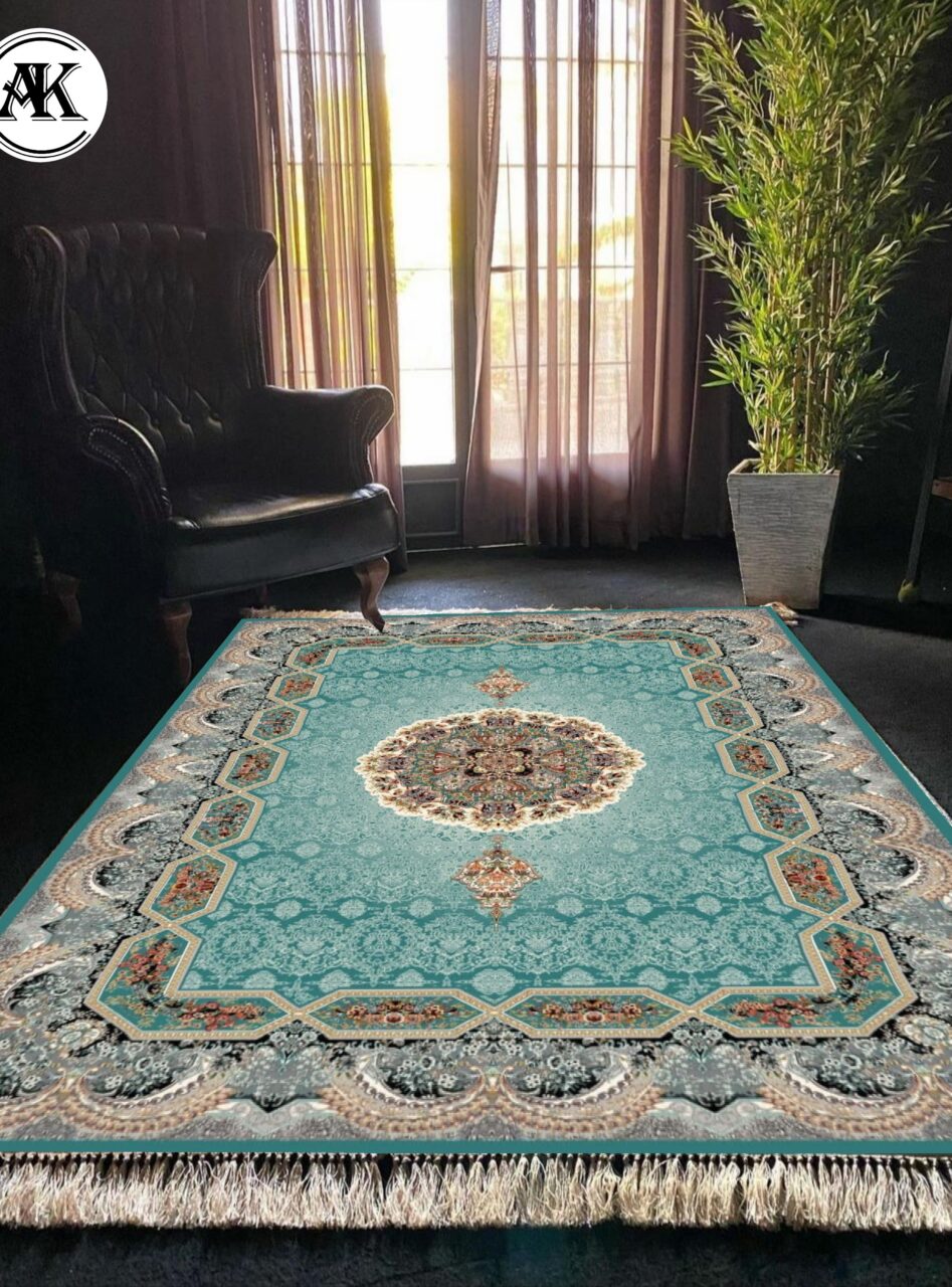 دکوراسیون فرش طرح 700 شانه هالیدی آبی