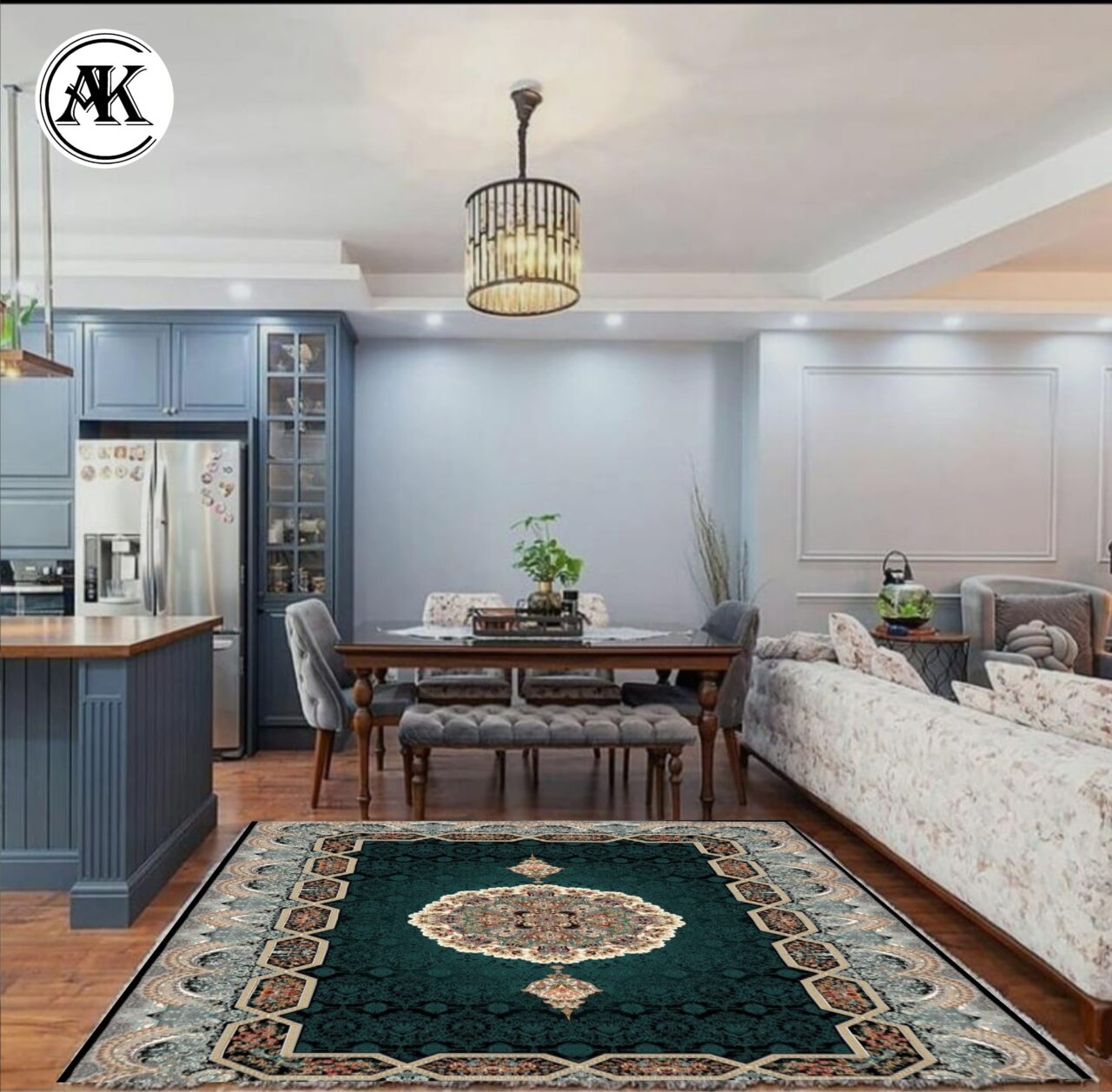 دکوراسیون فرش طرح 700 شانه هالیدی سرمه_ای