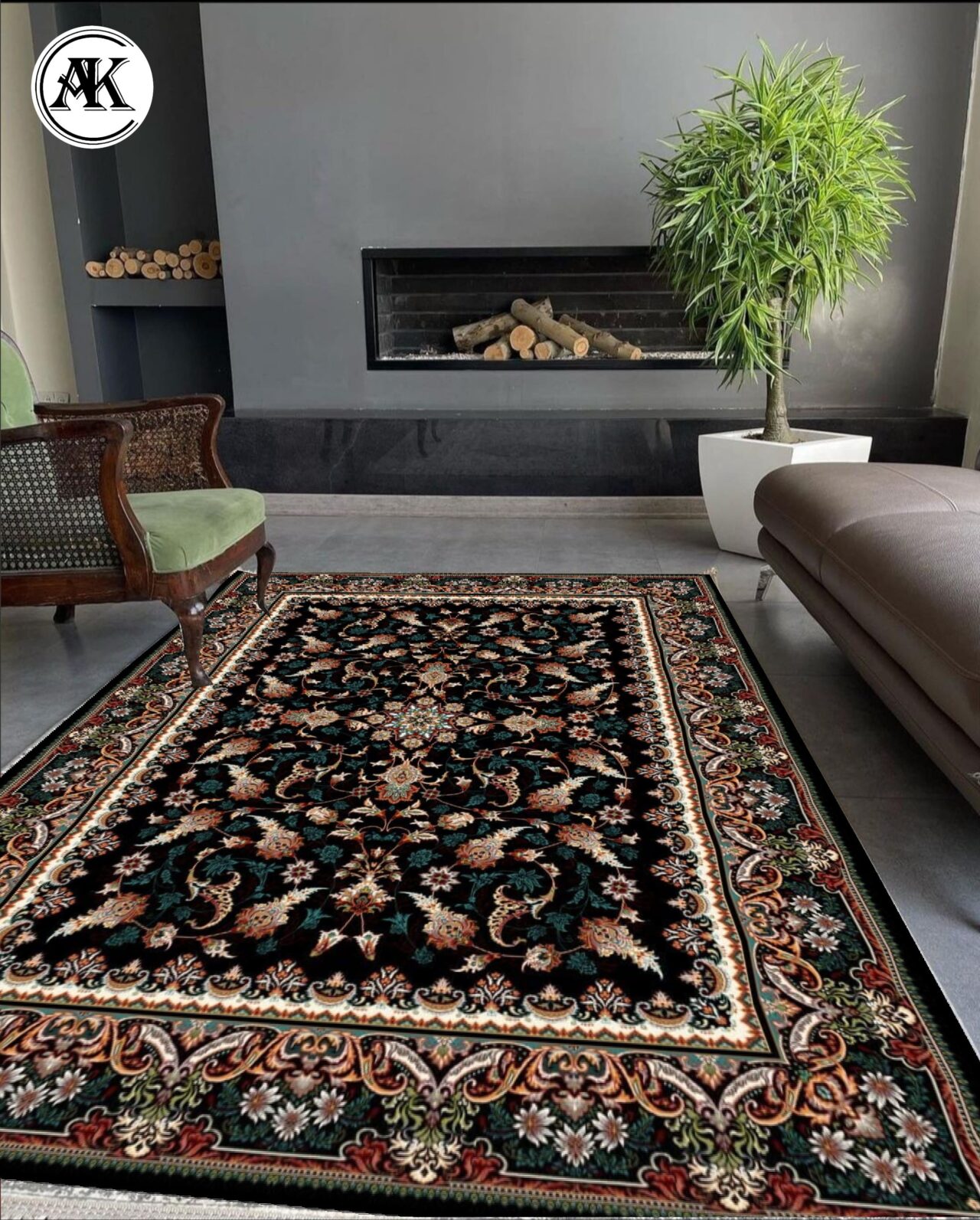 دکوراسیون فرش طرح 700 شانه هلما سرمه_ای