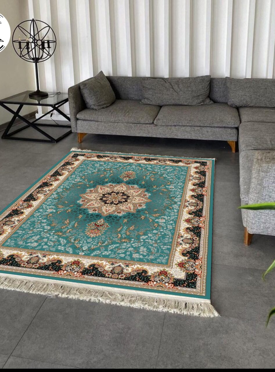 دکوراسیون فرش طرح 700 شانه هیوا آبی