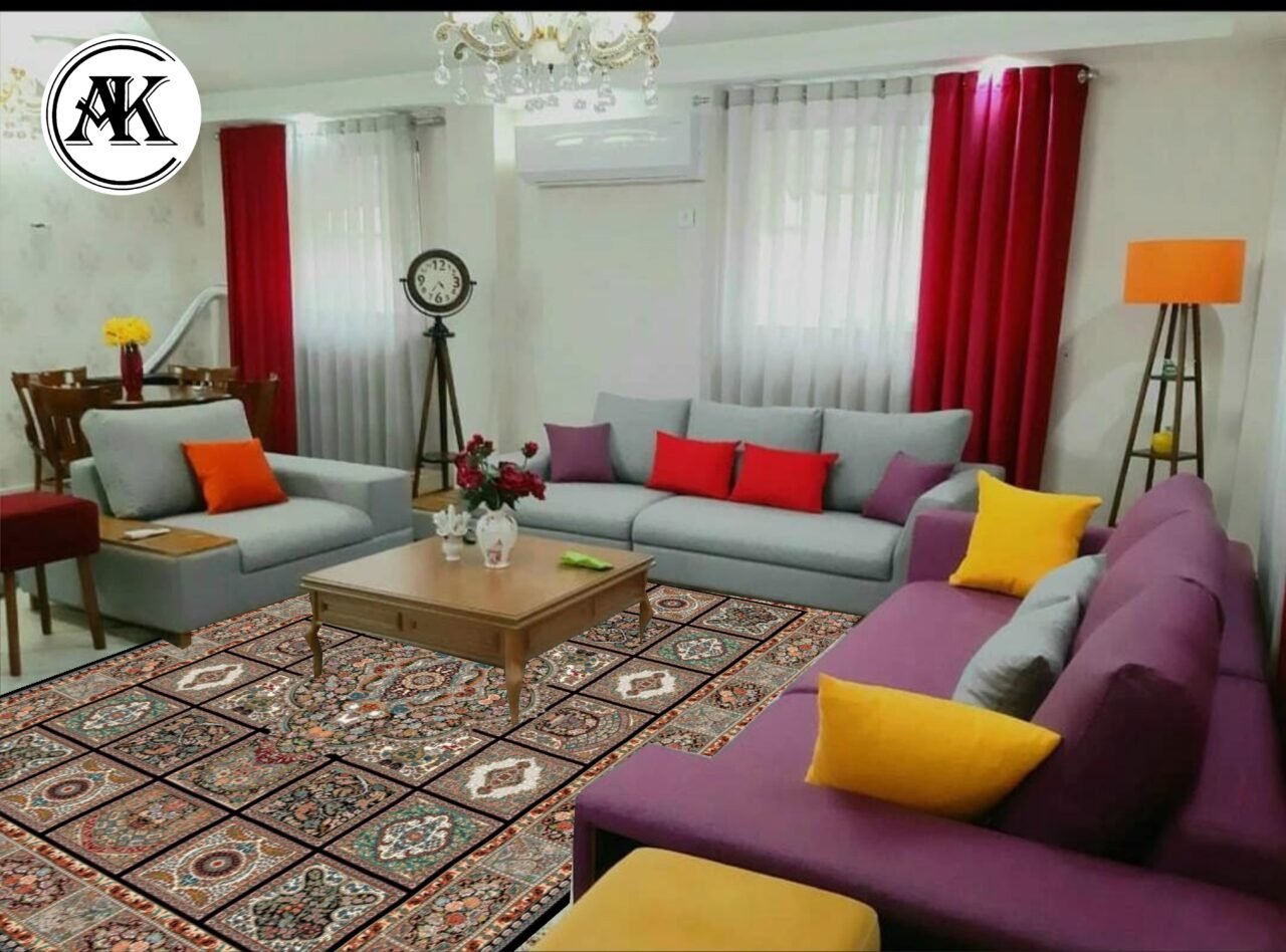 دکوراسیون فرش طرح 700 شانه کژال سرمه ای