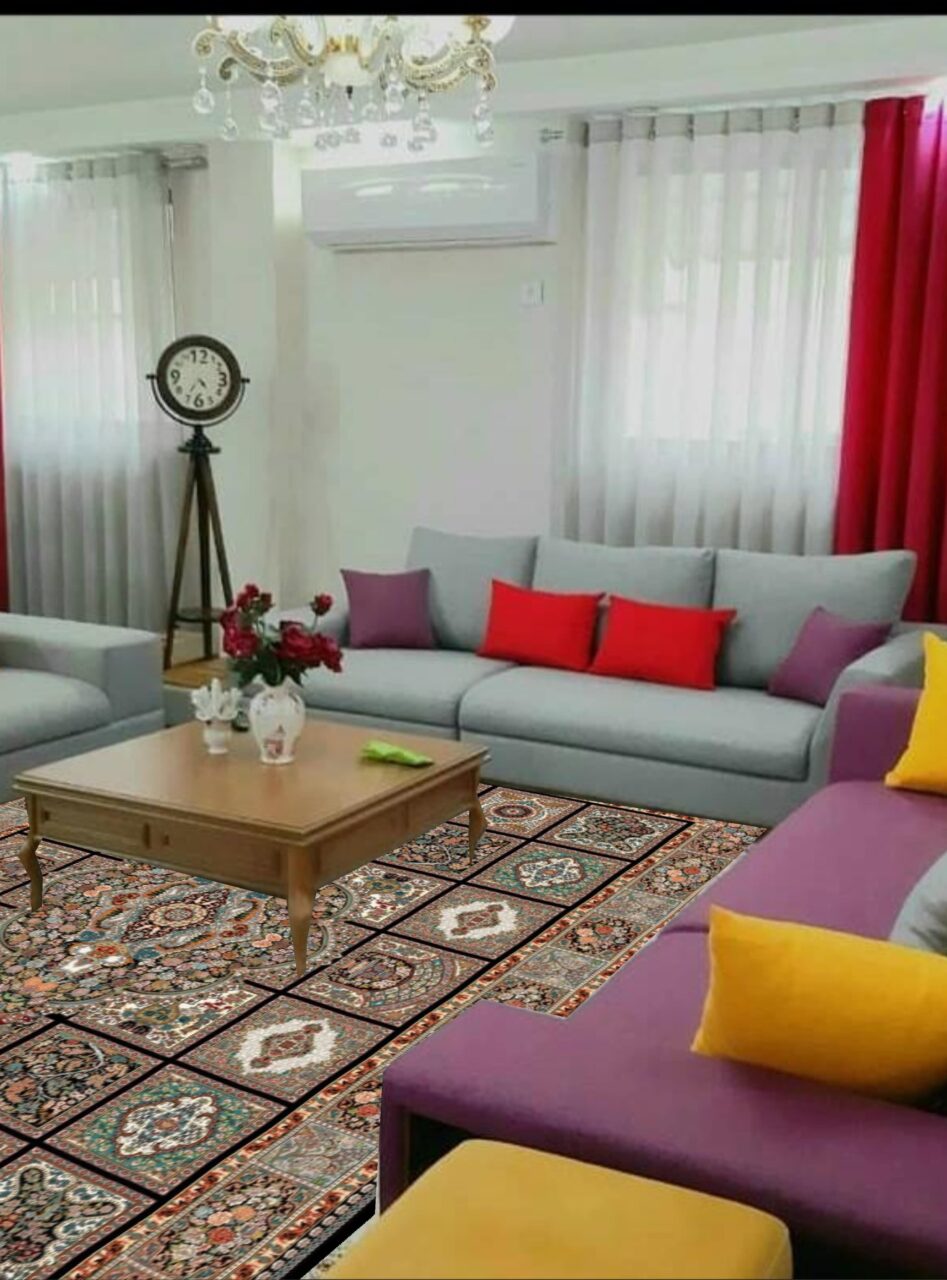 دکوراسیون فرش طرح 700 شانه کژال سرمه ای