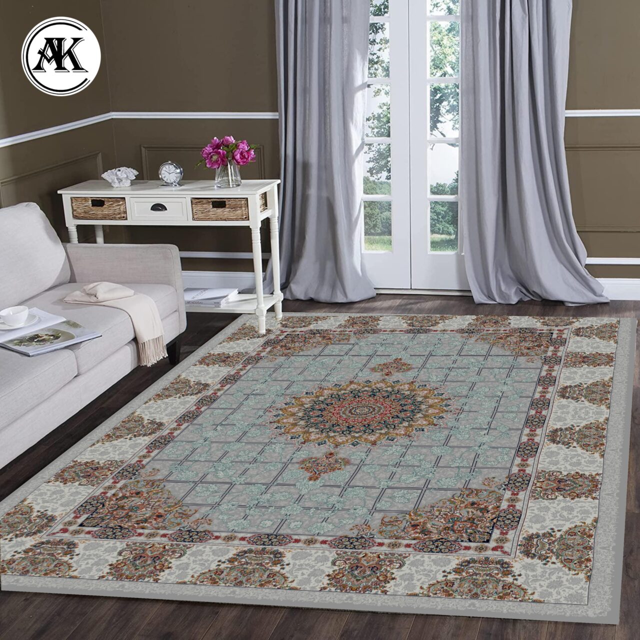 دکوراسیون فرش 700 شانه اهورا فیلی با نخ اکریلیک