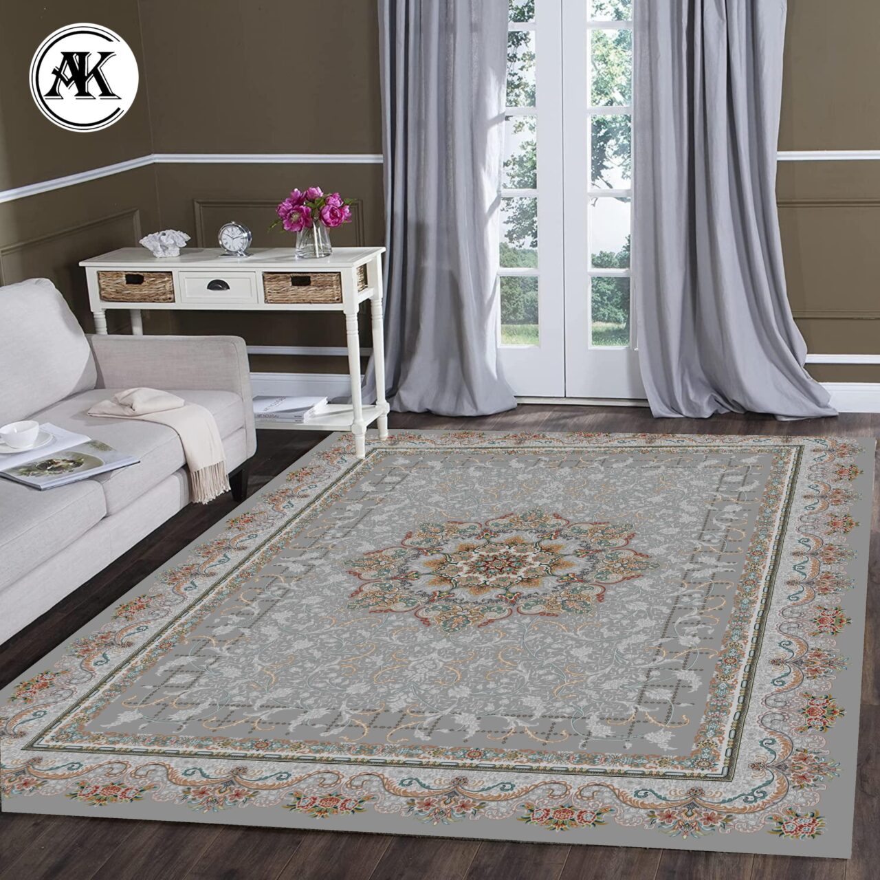 دکوراسیون فرش 700 شانه صنوبر فیلی با نخ اکریلیک