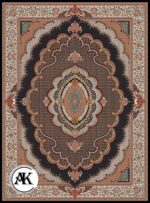 عکس کامپیوتری فرش 700 شانه ماهی موج سرمه ای با نخ اکریلیک