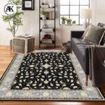 دکوراسیون فرش 700 شانه افشان درباری سرمه ای پالت طلاکوب