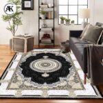 دکوراسیون فرش 700 شانه ترمه سرمه‌ای پالت طلاکوب