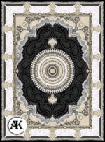 عکس کامپیوتری فرش 700 شانه ترمه سرمه‌ای پالت طلاکوب