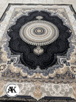 فرش 700 شانه ترمه سرمه‌ای پالت طلاکوب (3)