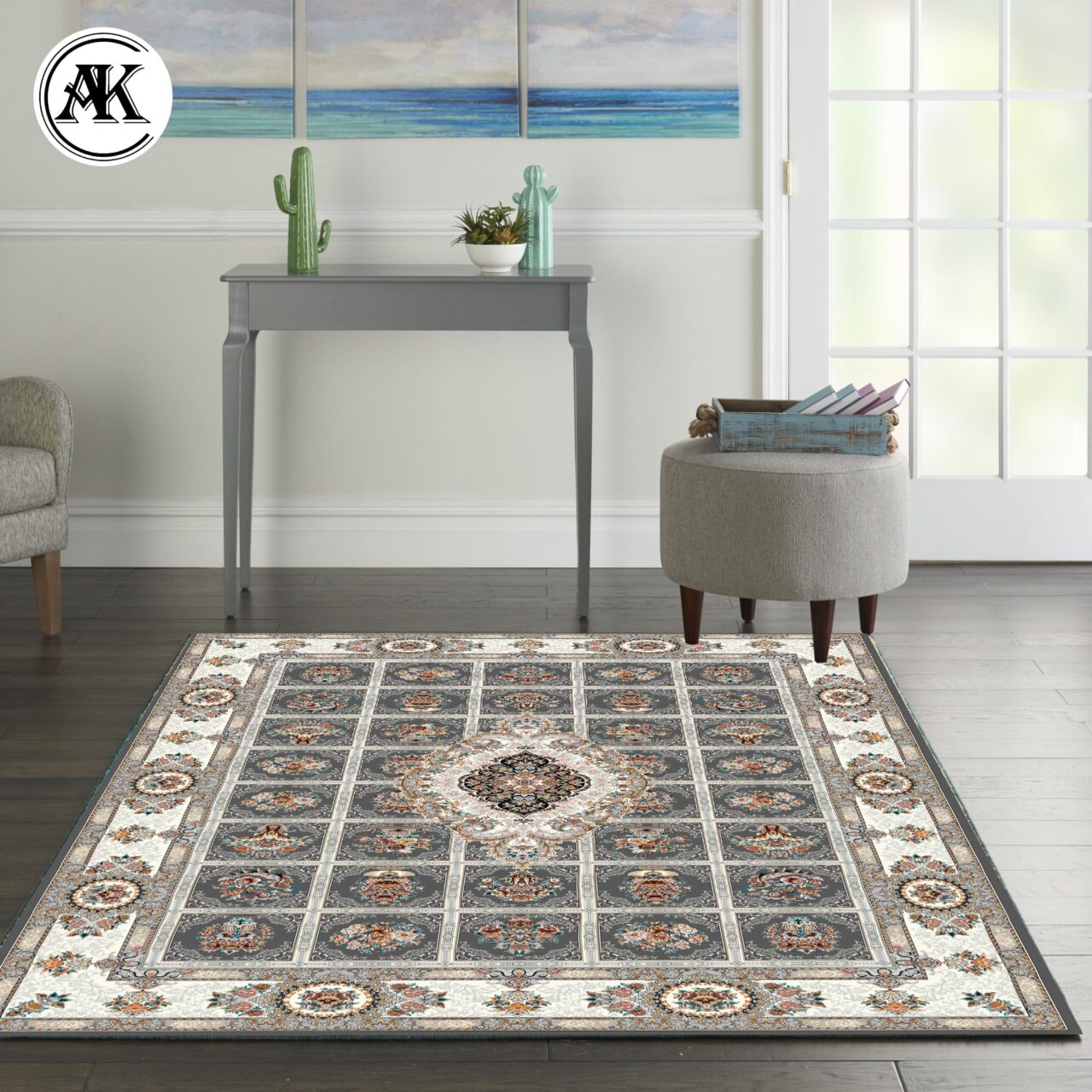 دکوراسیون فرش 700 شانه گلایول دودی پالت دلفینی