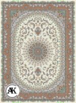 عکس کامپیوتری فرش 700 شانه طاووس کرم با نخ اکریلیک