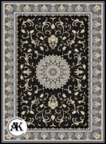 عکس کامپیوتری فرش 700 شانه طناز سرمه ای پالت طلاکوب