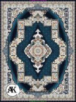 عکس ژورنالی فرش 700 شانه چشمه سرمه ای با نخ اکریلیک