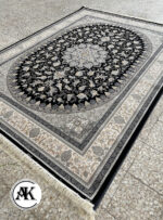 فرش 700 شانه اصفهان سرمه ای پالت طلاکوب (1)