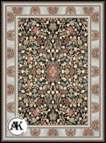 عکس کامپیوتری فرش 700 شانه شاهان سرمه ای پالت طلاکوب