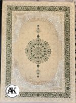 فرش 1200 شانه آبالون بژ سبز گل برجسته