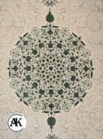 فرش 1200 شانه آبالون بژ سبز گل برجسته (4)