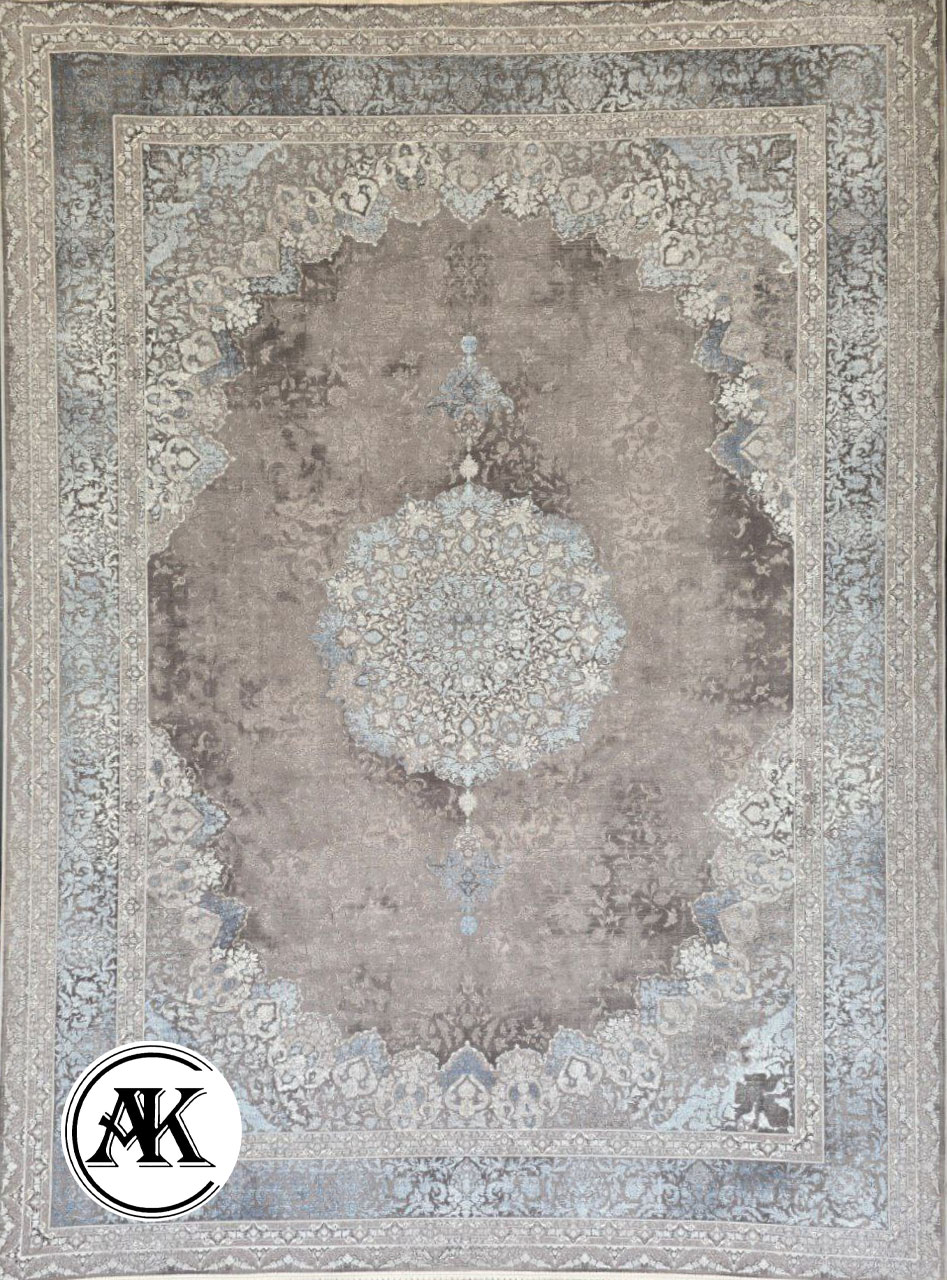 فرش 1200 شانه ترمه آبی گل برجسته (2)