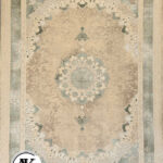 فرش 1200 شانه ترمه بژ سبز گل برجسته (2)