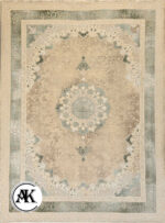 فرش 1200 شانه ترمه بژ سبز گل برجسته (2)