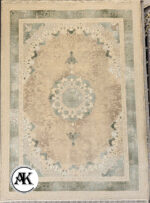 فرش 1200 شانه ترمه بژ سبز گل برجسته (4)