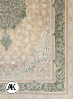 فرش 1200 شانه مانیا بژ سبز گل برجسته (1)