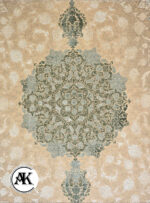 فرش 1200 شانه مانیا بژ سبز گل برجسته (4)