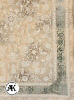 فرش 1200 شانه مدیسا بژ سبز گل برجسته (3)