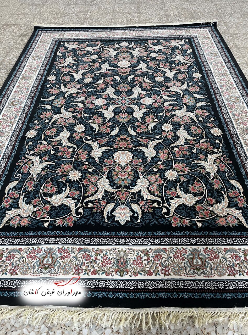 فرش 700 شانه افشان درباری سرمه‌ای پالت فیلی ورژن (3)
