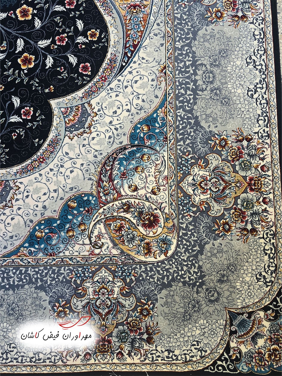 فرش 700 شانه سوگند سرمه‌ای پالت دلفینی با نخ اکریلیک (2)