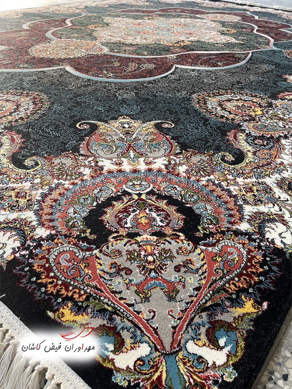 فرش 700 شانه پانیذ سرمه‌ای با نخ اکریلیک (2)