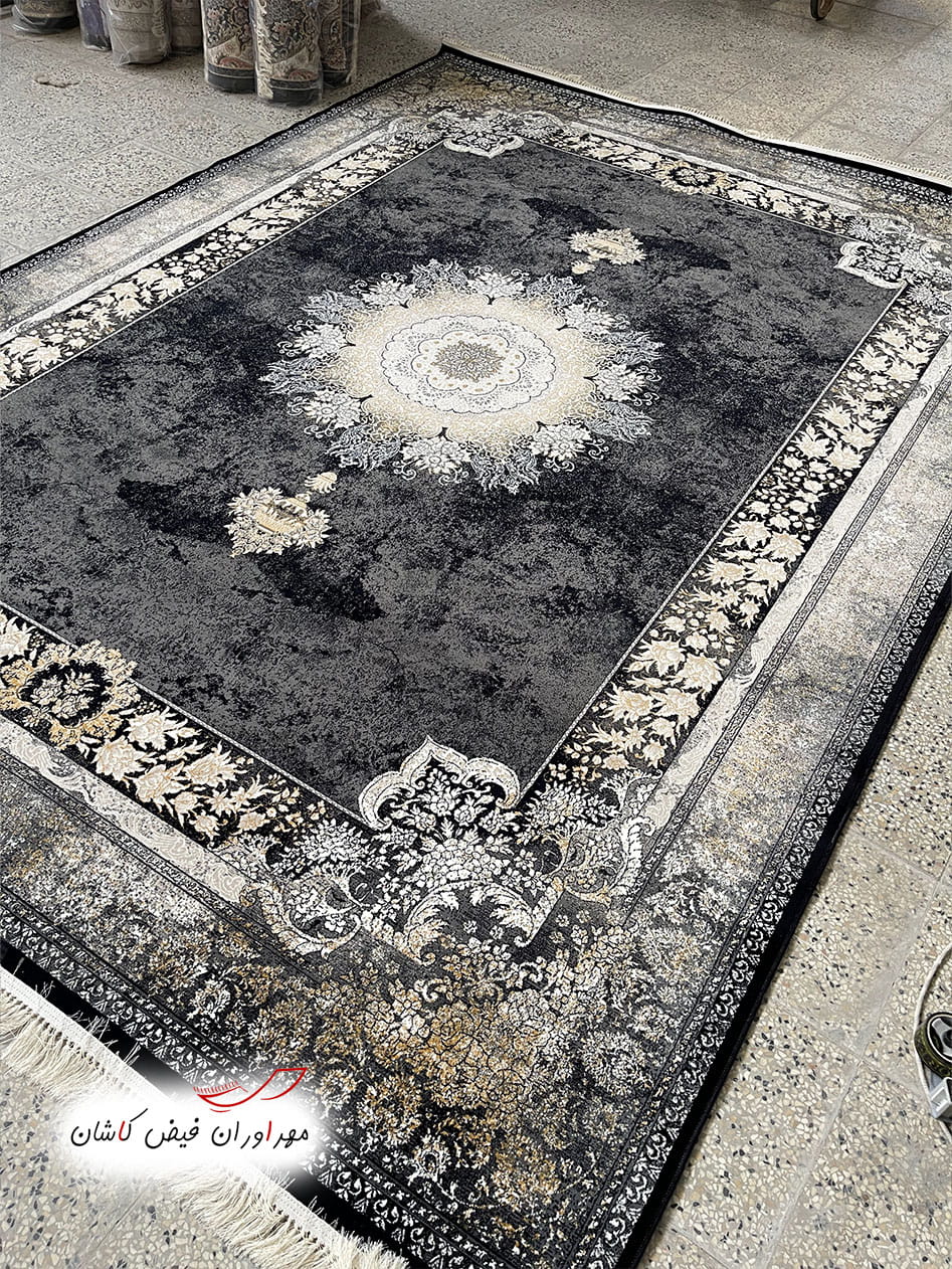 فرش 700 شانه شاهکار سرمه‌ای با نخ اکریلیک (1)