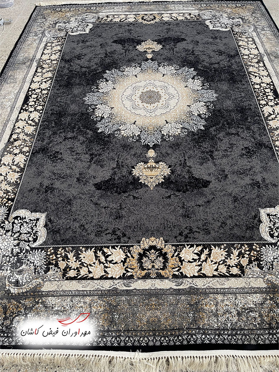 فرش 700 شانه شاهکار سرمه‌ای با نخ اکریلیک (3)